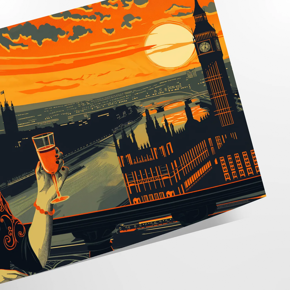 Retro travel poster featuring classic green and orange tones