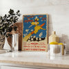 Vintage print featuring a Sunday journal with green and blue hues - styled on a counter with eucalyptus and a bowl of lemons