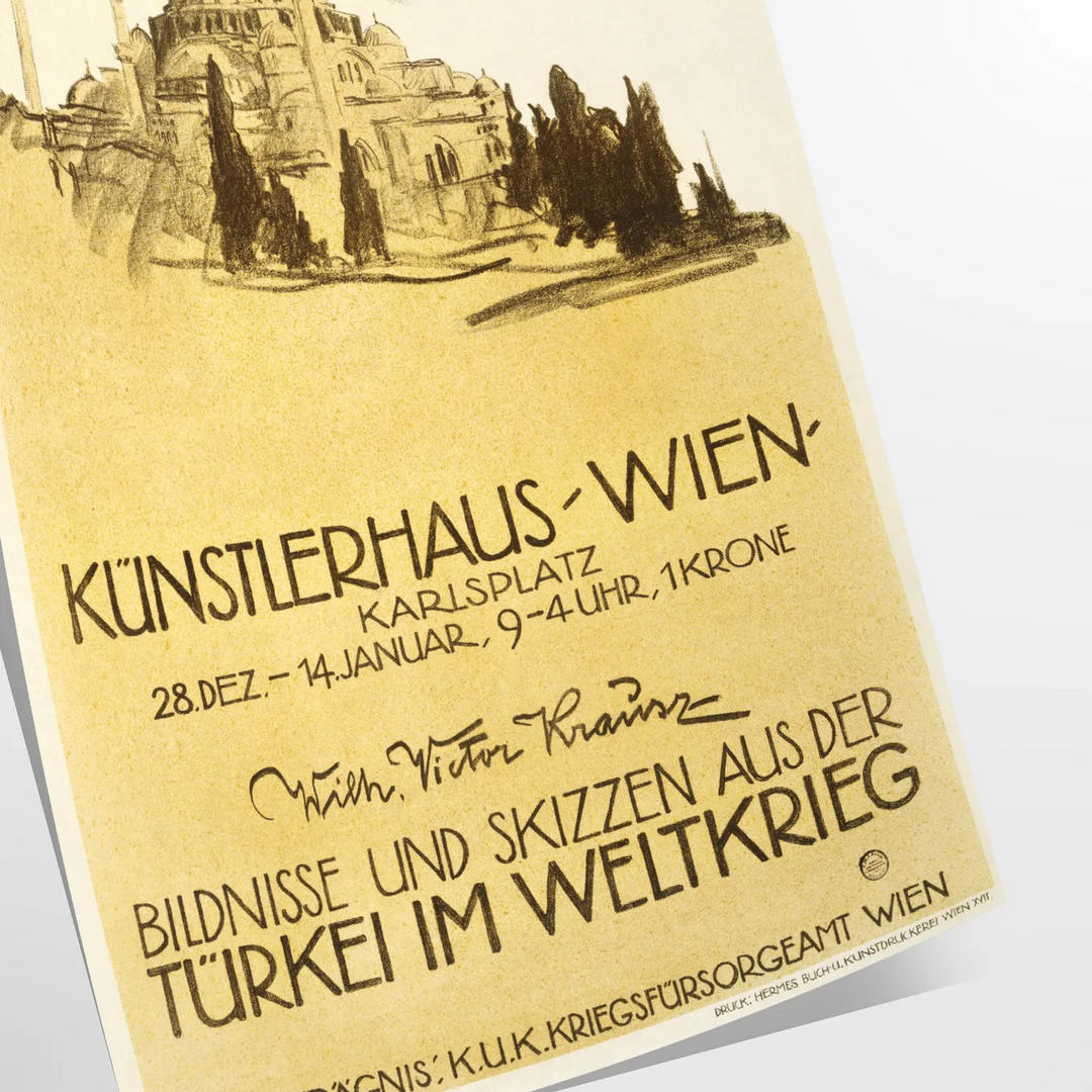 Vintage travel poster featuring Turkey with green and orange tones - as a rolled, unframed print