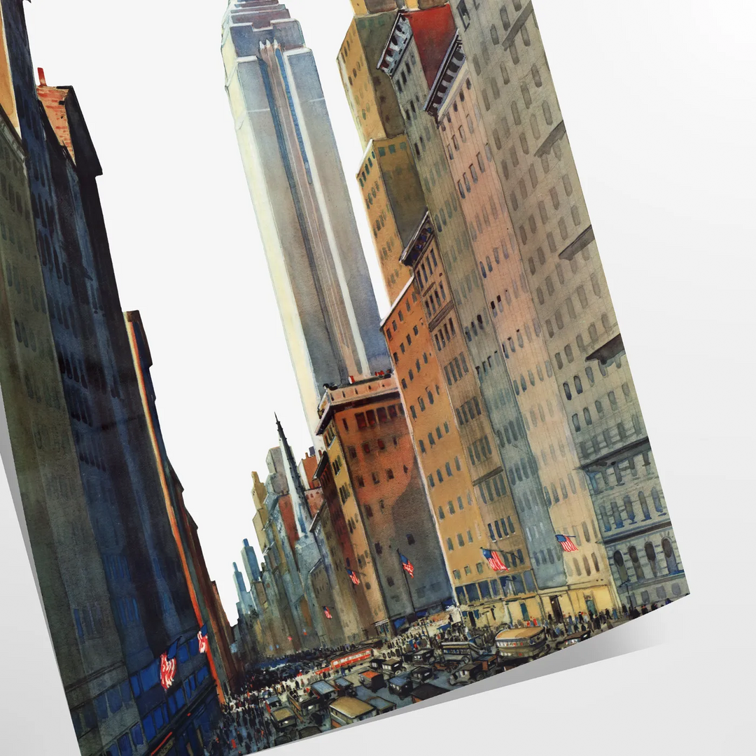 Illustration vintage de la skyline de New York en noir et vert - en tirage roulé, sans cadre