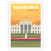 Ilustração da Casa Branca em Washington D.C. com tons de cinza - numa moldura branca