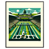 Art Deco style illustration of Wimbledon tennis matches with green and white colors - in a black frame