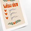A minimalist poster featuring a wish list in gray and green tones - as a rolled, unframed print