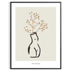 Silhouette of a woman in bohemian style against gray and black background - in a black frame