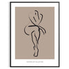 A bohemian-style portrait of a woman with earthy tones and floral elements - in a black frame