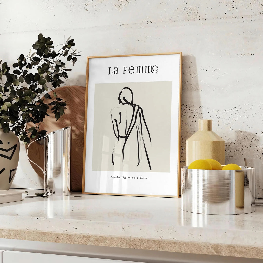 Bohemian-style portrait of a woman with floral elements and warm earth tones - styled on a counter with eucalyptus and a bowl of lemons