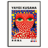 Motifs colorés de pois en orange et bleu par Yayoi Kusama - dans un cadre noir