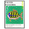 Colorful polka dots on a black background in Yayoi Kusama's signature style - in a black frame