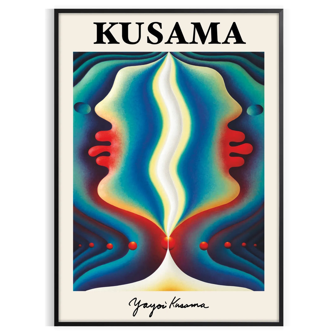 Colorful polka dots in orange and green by Yayoi Kusama