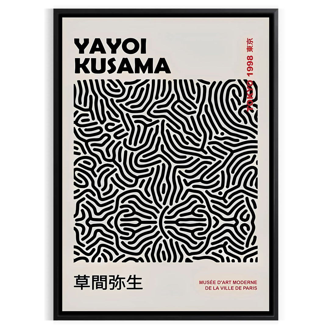 Abstract polka dot patterns in black and gray by Yayoi Kusama