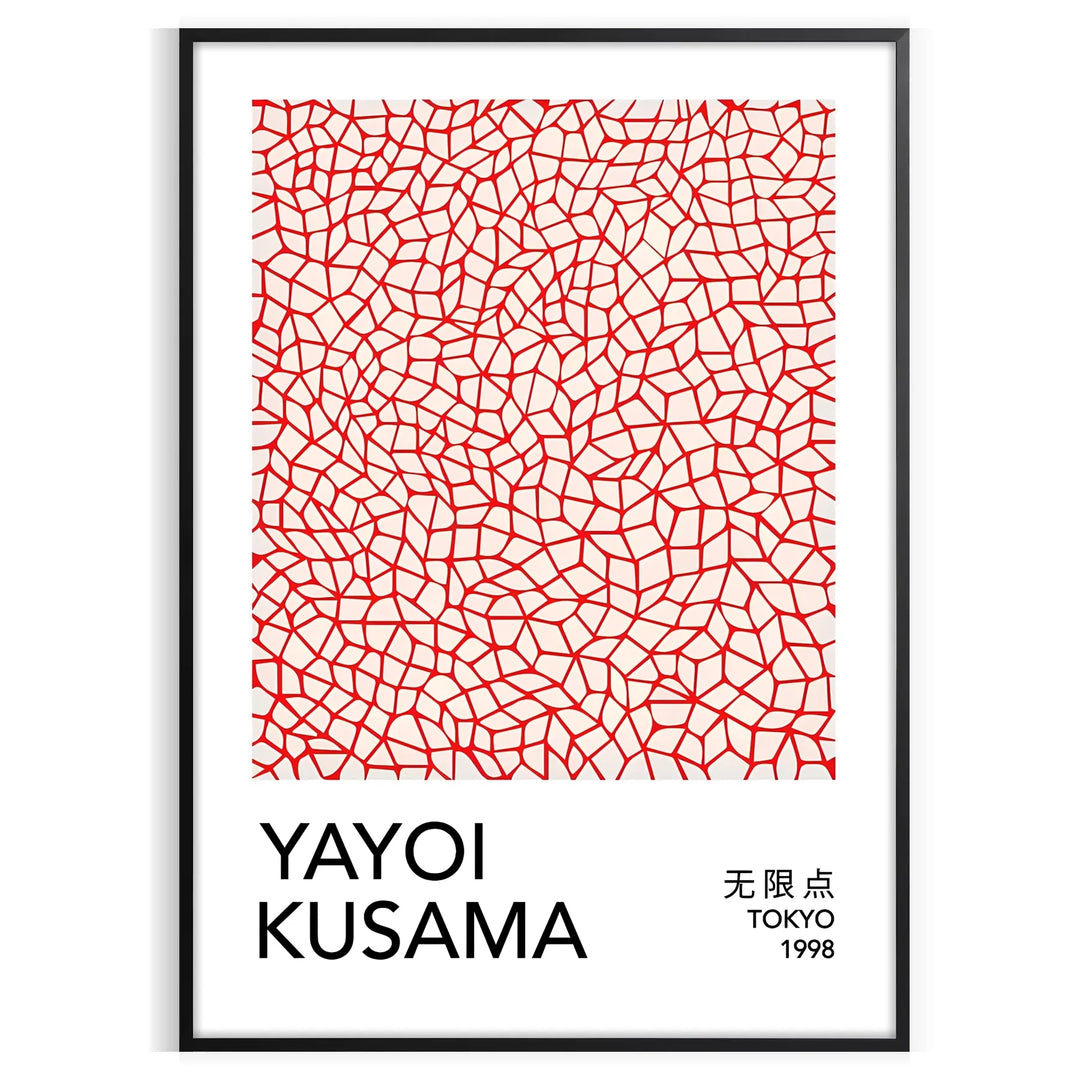 Abstract polka dot patterns in orange and black by Yayoi Kusama