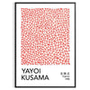 Motivi astratti di pois in arancione e nero di Yayoi Kusama - in una cornice nera