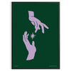 A serene yoga figure in a meditative pose against a gradient of green and blue. - in a black frame