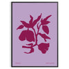 Abstract representation of yoga poses in calming blue and purple tones - in a black frame