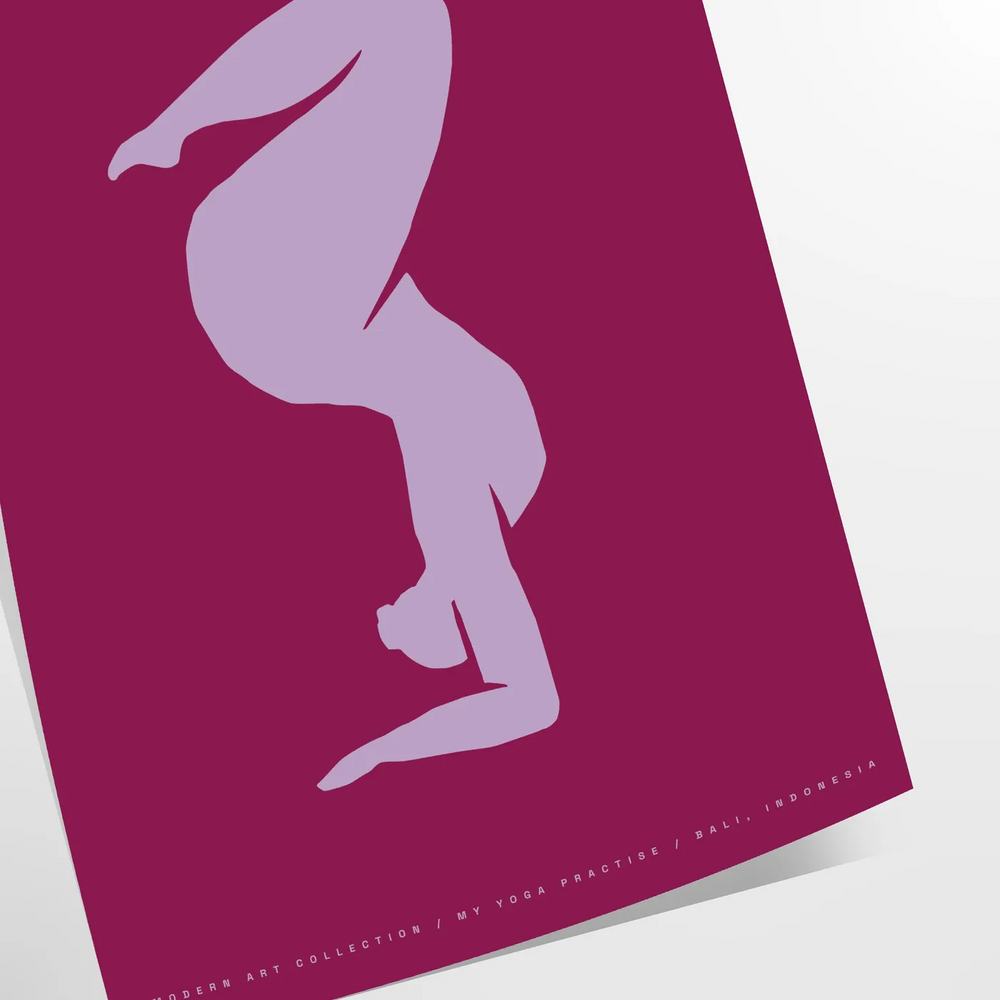A serene depiction of a person in a yoga pose against a blue and purple gradient background