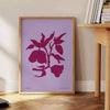 Abstract representation of yoga poses in calming blue and purple tones - beside a round wooden side table with books