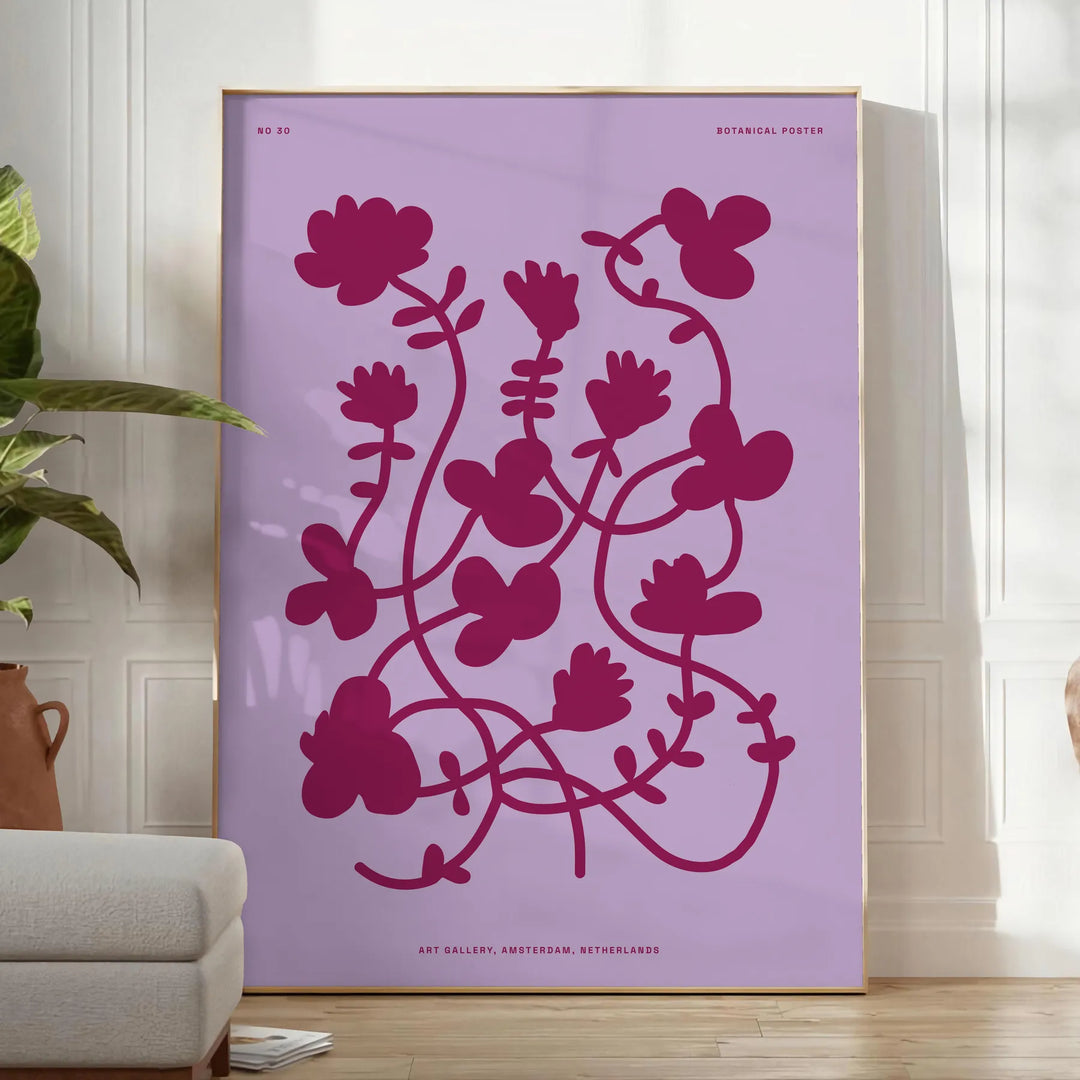 A serene yoga figure in a meditative pose against a gradient of blue and purple hues - in a bright minimalist room with a plant and an armchair