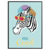 Black and white zebra stripes on a textured background - in a black frame
