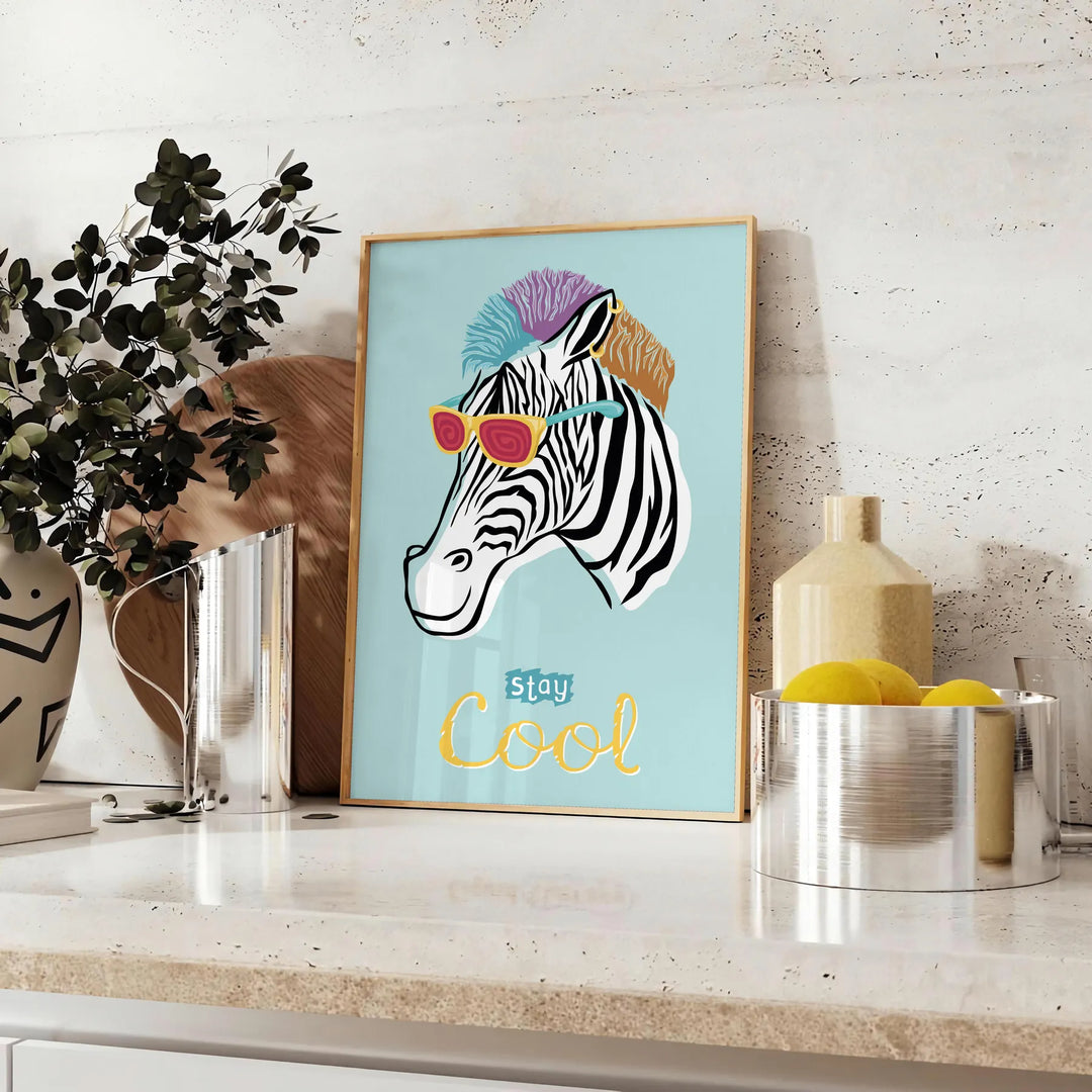 Black and white zebra stripes on a textured background - styled on a counter with eucalyptus and a bowl of lemons
