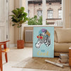 Black and white zebra stripes on a textured background - in a Parisian living room with a sofa and a fig plant