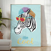 Black and white zebra stripes on a textured background - in a bright minimalist room with a plant and an armchair