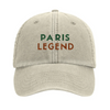 Embroidered cap featuring a vintage tennis design inspired by Paris