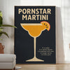 Black and gray modern poster of a Pornstar Martini cocktail illustration