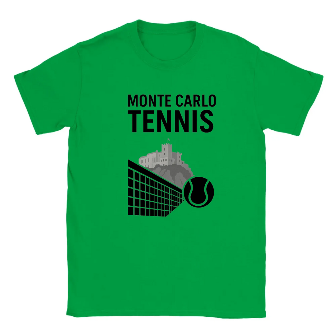 T-shirt featuring a graphic of a tennis player in action at Monte Carlo