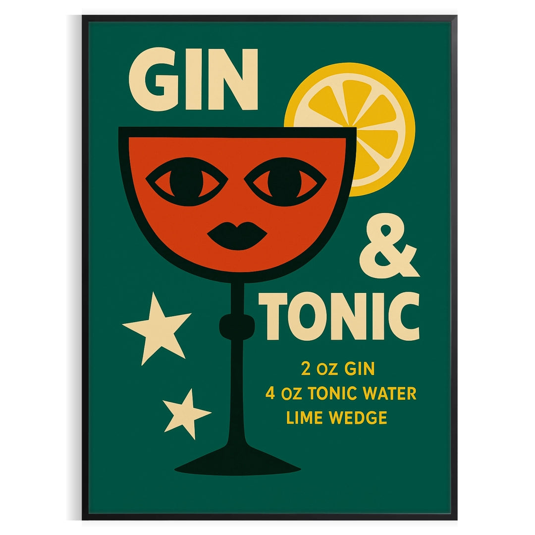 A gin and tonic cocktail with orange zest and green garnishes