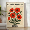 Botanical poster of Berlin flower market in black and red