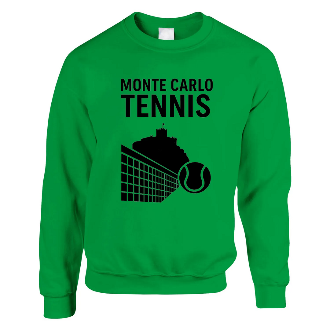 Sweater featuring a graphic print of tennis elements inspired by Monte Carlo