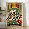 Poster showing stylized Rome marathon runners in brown and black tones