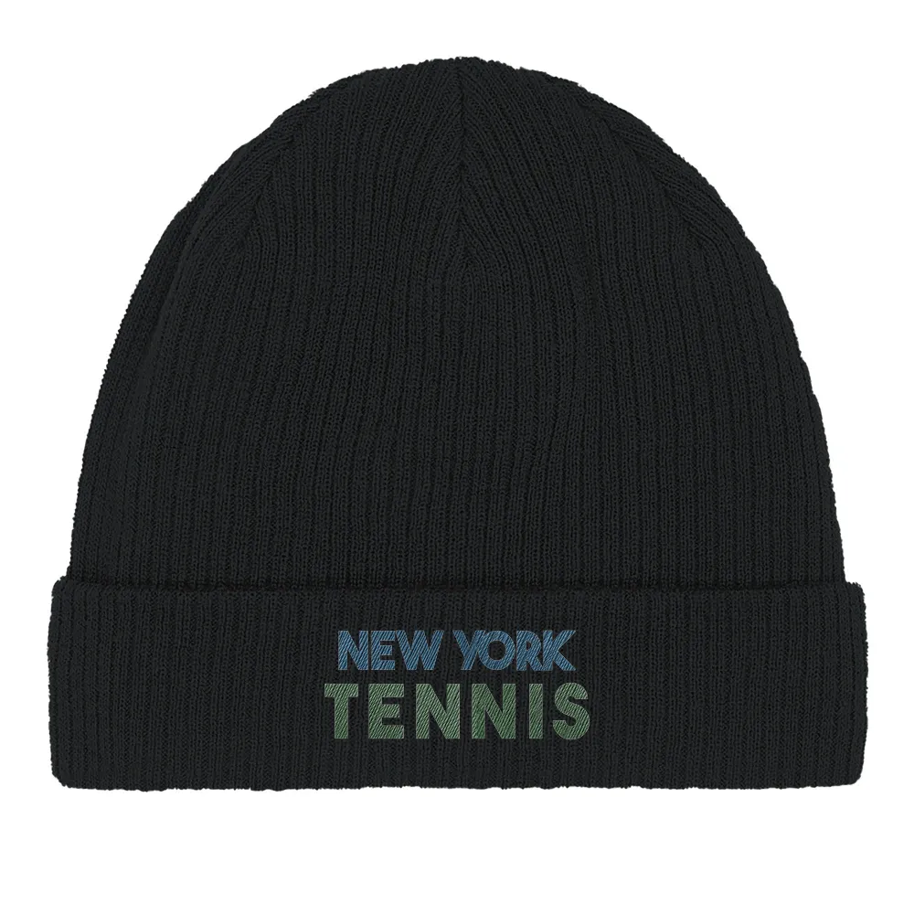 Embroidered beanie featuring a New York tennis design in a sporty style