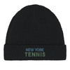 Embroidered beanie featuring a New York tennis design in a sporty style