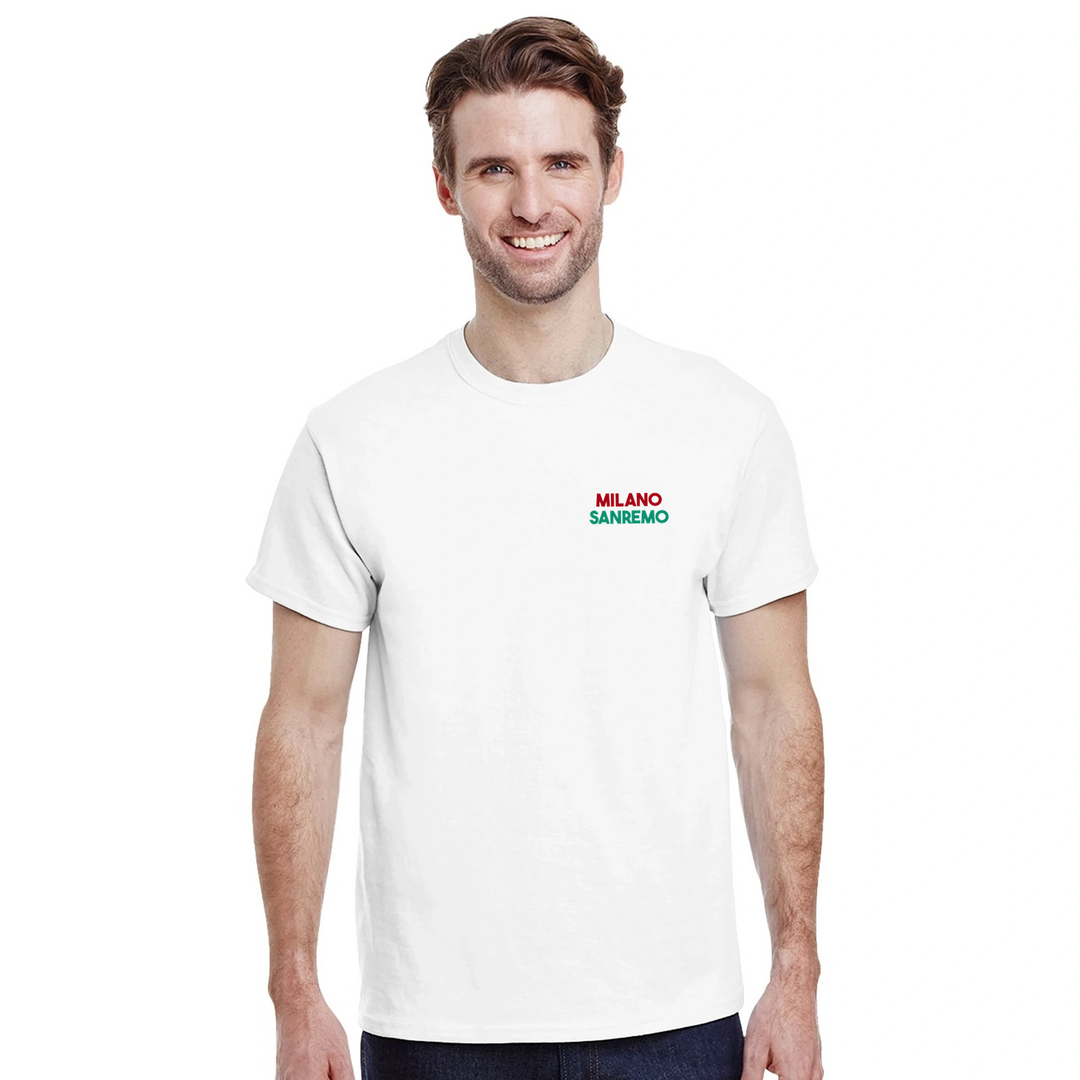T-shirt featuring a graphic of the Milano–Sanremo cycling race