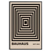 Bauhaus pyramid poster in brown, gray, and green geometric design