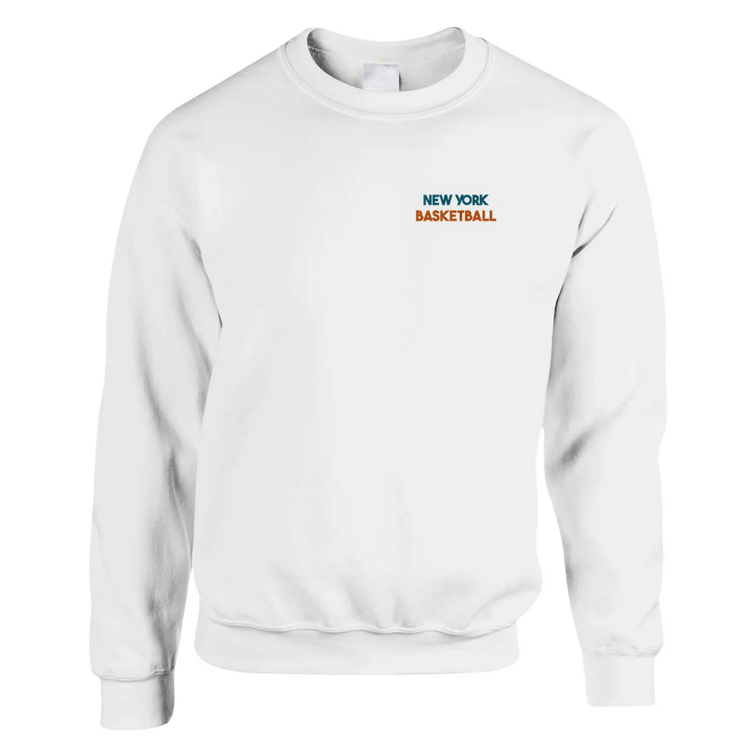 Wyszywany sweter z motywem koszykówki inspirowanym Nowym Jorkiem.