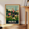 Vintage Art Deco poster of rugby scene in Paris, decorative print