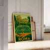 Yellow and gray Rome jungle tennis poster with vintage graphic style