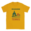 T-shirt featuring a graphic of tennis players in Melbourne