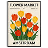 Amsterdam flower market botanical poster in vintage style, green and white