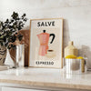 Black and gray Salve Espresso kitchen poster, minimalist graphic artwork