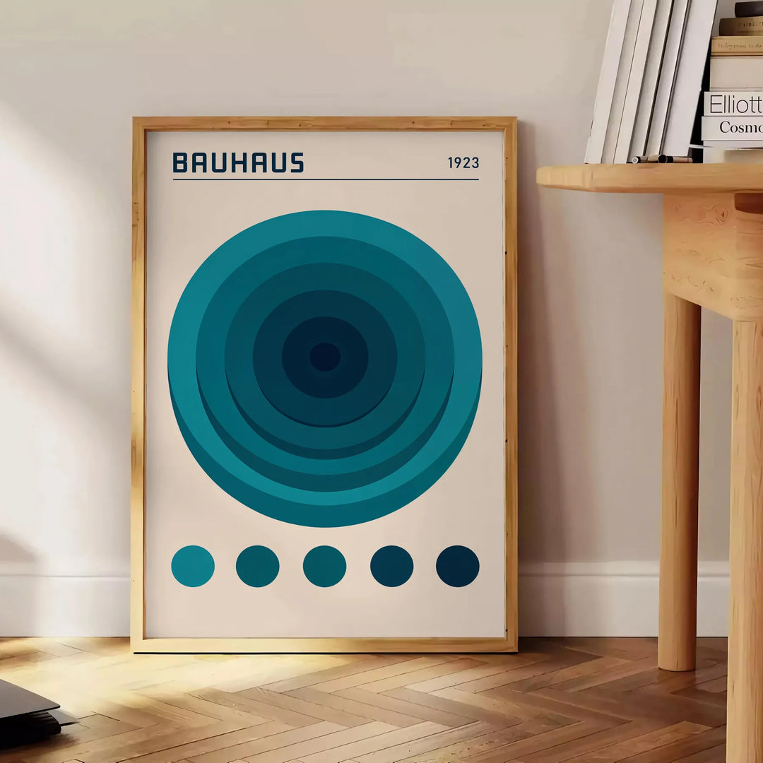 Affiche Bauhaus Circle un hommage vibrant style 1923 intérieur nuances bleu vert incontournable disponible cm 60×80 A0
