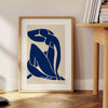 Matisse's Blue Nude II featuring abstract figure in blue and white tones