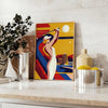 vintage Art Deco golf scene with orange and blue tones in Las Vegas