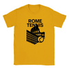 T-shirt featuring a graphic design of tennis elements with Rome landmarks