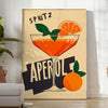 Illustration of an Aperol 2 cocktail in retro orange and brown tones