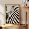 Bauhaus black circle abstract poster with gray and orange accents