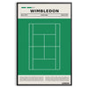 Retro-style graphic of a tennis court in green and white for Wimbledon