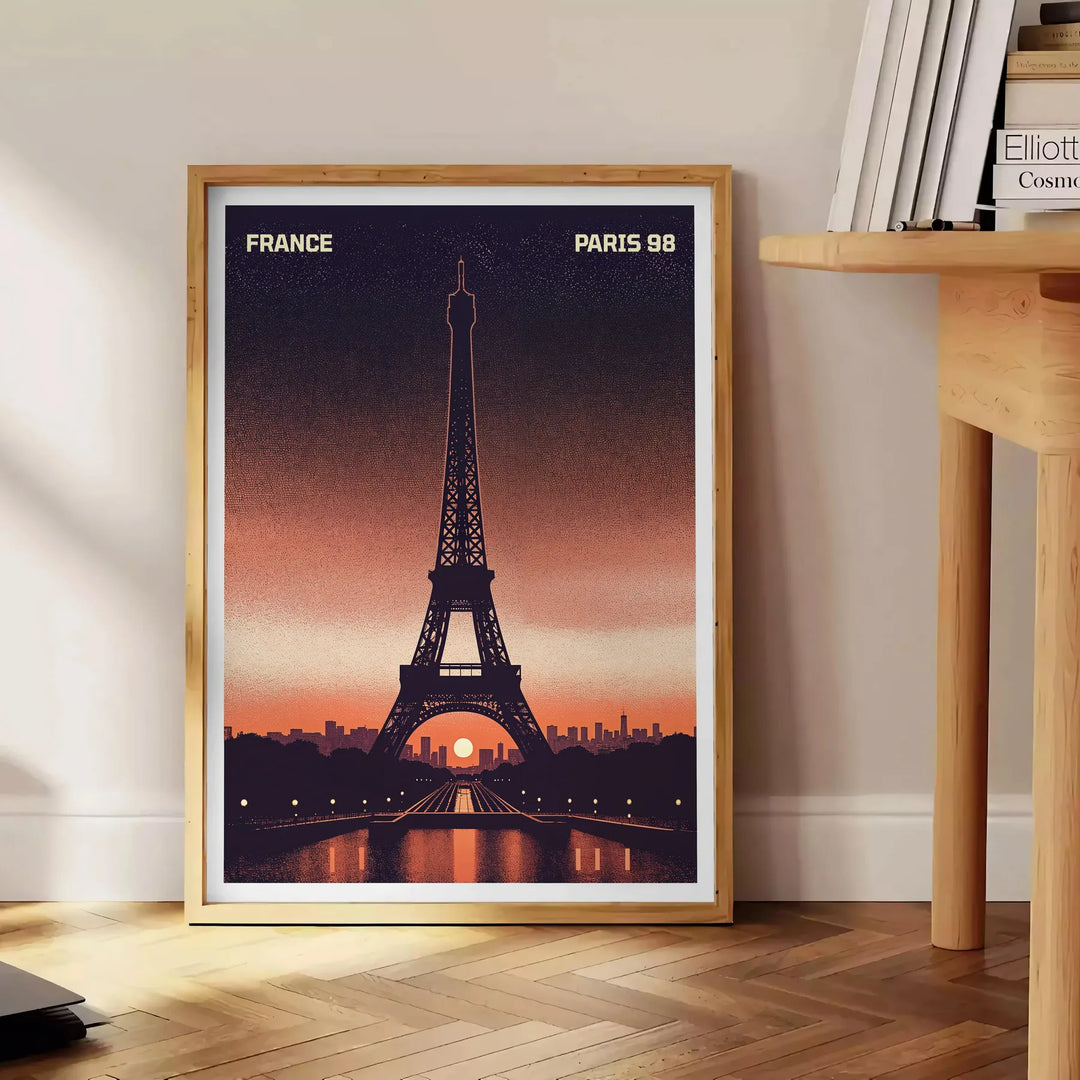 Poster of Paris minimalist illustration in green and gray tones